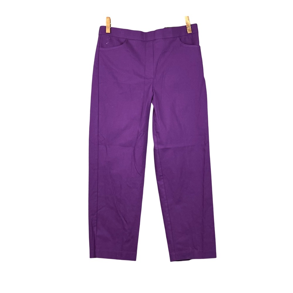 Alfred Dunner Pants Womens 16P Purple Straight Leg Stretch Pull On Casual Work